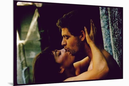 Actors Stephen Boyd and Juliette Greco in Love Scene for Motion Picture The Big Gamble-Gjon Mili-Mounted Premium Photographic Print