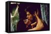 Actors Stephen Boyd and Juliette Greco in Love Scene for Motion Picture The Big Gamble-Gjon Mili-Framed Stretched Canvas