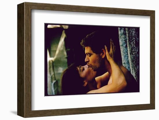 Actors Stephen Boyd and Juliette Greco in Love Scene for Motion Picture The Big Gamble-Gjon Mili-Framed Photographic Print