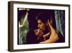 Actors Stephen Boyd and Juliette Greco in Love Scene for Motion Picture The Big Gamble-Gjon Mili-Framed Giclee Print