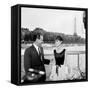 Actors William Holden and Audrey Hepburn on the Set of the Film "Paris When it Sizzles", Paris-null-Framed Stretched Canvas