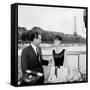 Actors William Holden and Audrey Hepburn on the Set of the Film "Paris When it Sizzles", Paris-null-Framed Stretched Canvas