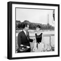 Actors William Holden and Audrey Hepburn on the Set of the Film "Paris When it Sizzles", Paris-null-Framed Photo