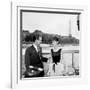Actors William Holden and Audrey Hepburn on the Set of the Film "Paris When it Sizzles", Paris-null-Framed Photo