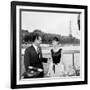 Actors William Holden and Audrey Hepburn on the Set of the Film "Paris When it Sizzles", Paris-null-Framed Photo