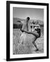 Actress and Dancer Julie Newmar Warming Up for Her Devil's Role in the Musical "Damn Yankees"-Nina Leen-Framed Premium Photographic Print