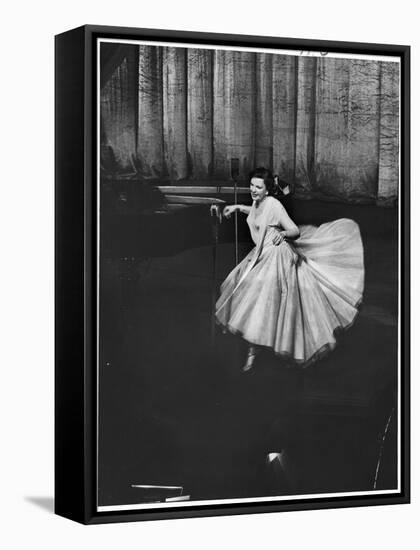 Actress and Singer Judy Garland Twirling Into a Dance Step During a Performance at the Palladium-Cornell Capa-Framed Stretched Canvas