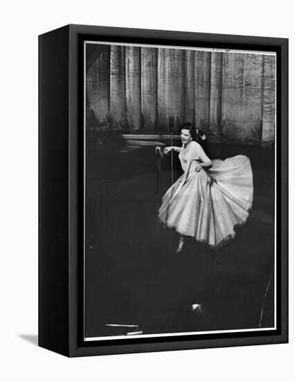 Actress and Singer Judy Garland Twirling Into a Dance Step During a Performance at the Palladium-Cornell Capa-Framed Stretched Canvas