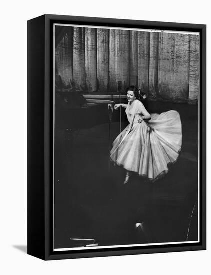 Actress and Singer Judy Garland Twirling Into a Dance Step During a Performance at the Palladium-Cornell Capa-Framed Stretched Canvas