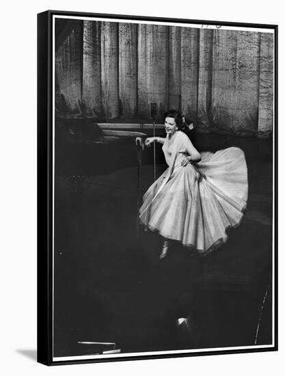 Actress and Singer Judy Garland Twirling Into a Dance Step During a Performance at the Palladium-Cornell Capa-Framed Stretched Canvas