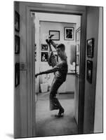 Actress Angela Lansbury Limbering Up for Hit Broadway Show 'Mame'-Mark Kauffman-Mounted Premium Photographic Print