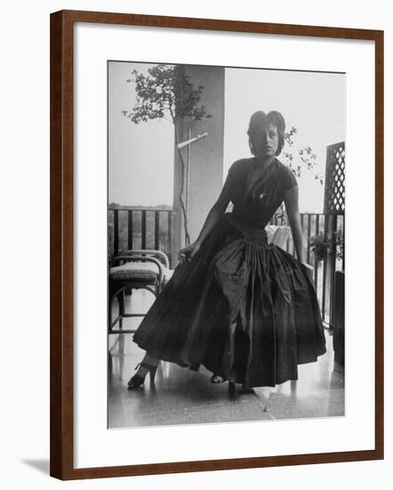 Actress Anna Magnani Sitting and Holding Cigarette-null-Framed Premium Photographic Print