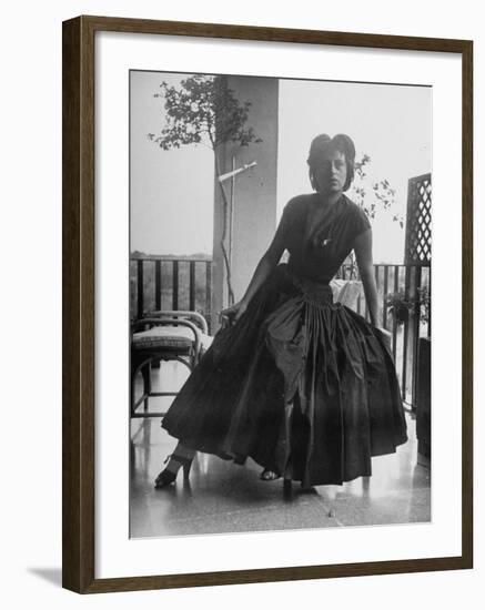 Actress Anna Magnani Sitting and Holding Cigarette-null-Framed Premium Photographic Print