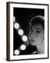 Actress Audrey Hepburn Backlit by V Pattern of 6 Klieg Lights-Allan Grant-Framed Premium Photographic Print