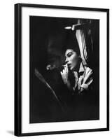 Actress Ava Gardner Smoking a Cigarette in a Scene from the Film "Mogambo"-Peter Stackpole-Framed Premium Photographic Print