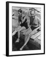 Actress Beatrice Lillie and Comedian Jack Benny Relaxing by the Pool on the French Riviera-John Phillips-Framed Premium Photographic Print