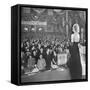 Actress Carole Lombard Performing to Help Sell War Bonds During Rally-Myron Davis-Framed Stretched Canvas
