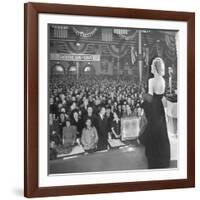 Actress Carole Lombard Performing to Help Sell War Bonds During Rally-Myron Davis-Framed Premium Photographic Print