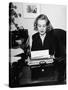 Actress Carole Lombard Typing While Holding Pencil Firmly in Her Mouth-Rex Hardy Jr.-Stretched Canvas