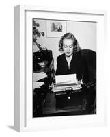 Actress Carole Lombard Typing While Holding Pencil Firmly in Her Mouth-Rex Hardy Jr.-Framed Premium Photographic Print