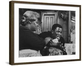 Actress Claudia Mcneil and Actor Sidney Poitier in a Scene from the Play "A Raisin in the Sun"-null-Framed Premium Photographic Print