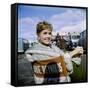 Actress Debbie Reynolds at Airport During Filming of "It Started with a Kiss"-Loomis Dean-Framed Stretched Canvas