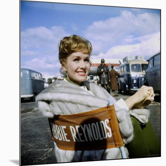 Actress Debbie Reynolds at Airport During Filming of "It Started with a Kiss"-Loomis Dean-Mounted Premium Photographic Print