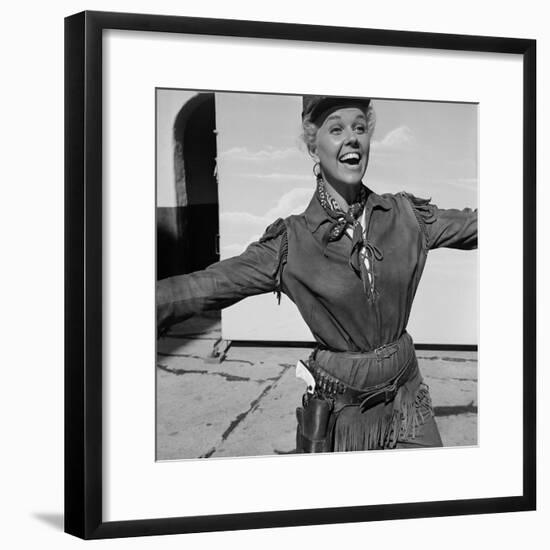 Actress Doris Day in Costume on the Set of "Calamity Jane"-Ed Clark-Framed Premium Photographic Print