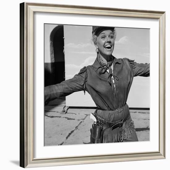 Actress Doris Day in Costume on the Set of "Calamity Jane"-Ed Clark-Framed Premium Photographic Print