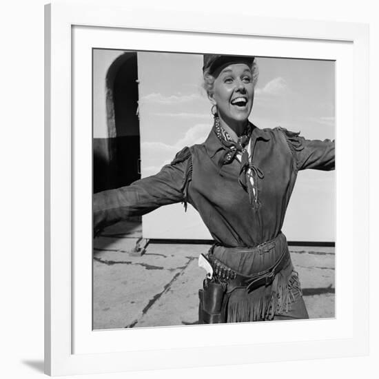 Actress Doris Day in Costume on the Set of "Calamity Jane"-Ed Clark-Framed Premium Photographic Print