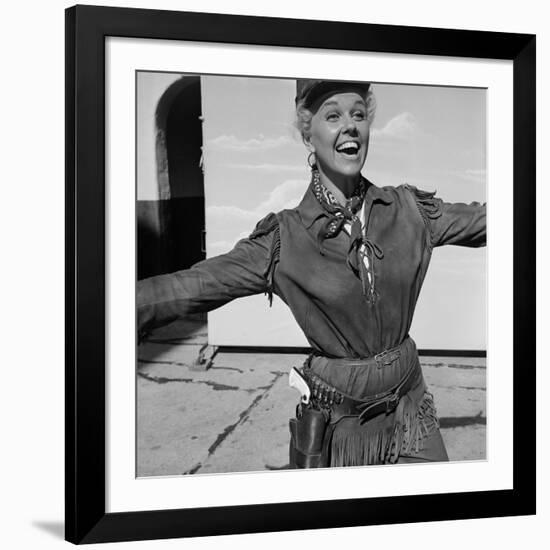 Actress Doris Day in Costume on the Set of "Calamity Jane"-Ed Clark-Framed Premium Photographic Print