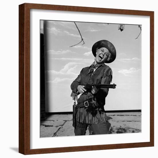 Actress Doris Day in Costume on the Set of "Calamity Jane"-Ed Clark-Framed Premium Photographic Print
