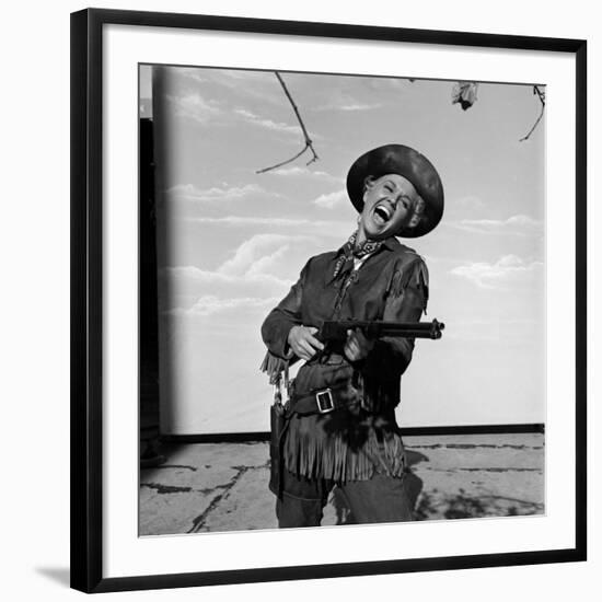 Actress Doris Day in Costume on the Set of "Calamity Jane"-Ed Clark-Framed Premium Photographic Print