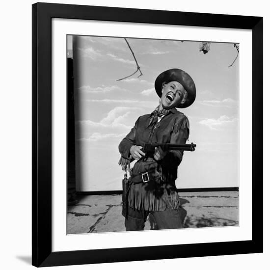 Actress Doris Day in Costume on the Set of "Calamity Jane"-Ed Clark-Framed Premium Photographic Print