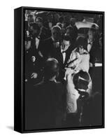 Actress Elizabeth Taylor in Crowd with Eddie Fisher-Grey Villet-Framed Stretched Canvas