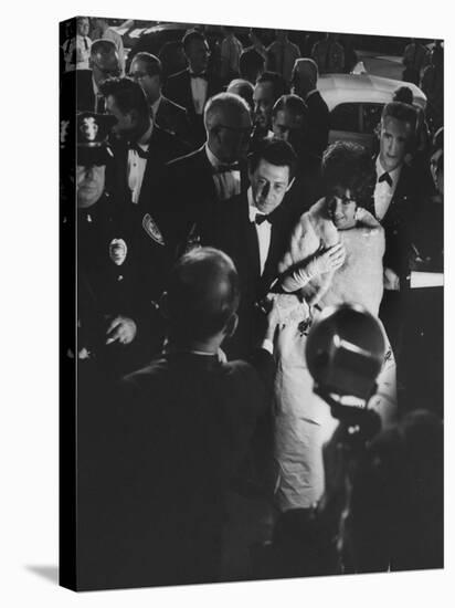 Actress Elizabeth Taylor in Crowd with Eddie Fisher-Grey Villet-Stretched Canvas