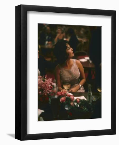 Actress Elizabeth Taylor in the Louis Sherry Bar, Metropolitan Opera Opening, New York, NY, 1959-Yale Joel-Framed Photographic Print