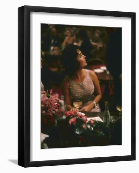 Actress Elizabeth Taylor in the Louis Sherry Bar, Metropolitan Opera Opening, New York, NY, 1959-Yale Joel-Framed Photographic Print