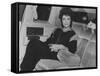 Actress Elizabeth Taylor Sitting in the Back of a Limo-David Mcgough-Framed Stretched Canvas
