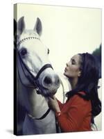 Actress Elizabeth Taylor with Horse During Filming of "Reflections in a Golden Eye"-Loomis Dean-Stretched Canvas