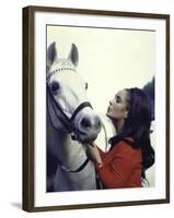 Actress Elizabeth Taylor with Horse During Filming of "Reflections in a Golden Eye"-Loomis Dean-Framed Premium Photographic Print