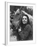 Actress Elizabeth Taylor with Saddle Horse After Her Smash Movie Debut in "National Velvet"-Peter Stackpole-Framed Premium Photographic Print