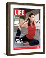 Actress Eva Longoria in One-legged Pigeon Yoga Pose, January 21, 2005-Andrew Southam-Framed Photographic Print