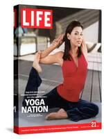 Actress Eva Longoria in One-legged Pigeon Yoga Pose, January 21, 2005-Andrew Southam-Stretched Canvas