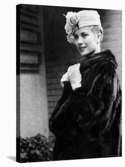 Actress Grace Kelly Posing Outside Her Apartment Building Before Leaving for Monaco-Lisa Larsen-Stretched Canvas
