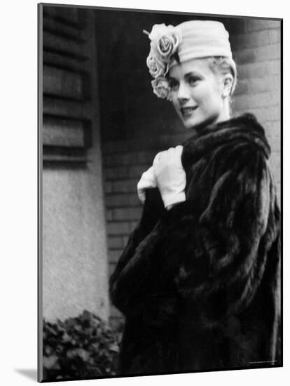 Actress Grace Kelly Posing Outside Her Apartment Building Before Leaving for Monaco-Lisa Larsen-Mounted Premium Photographic Print