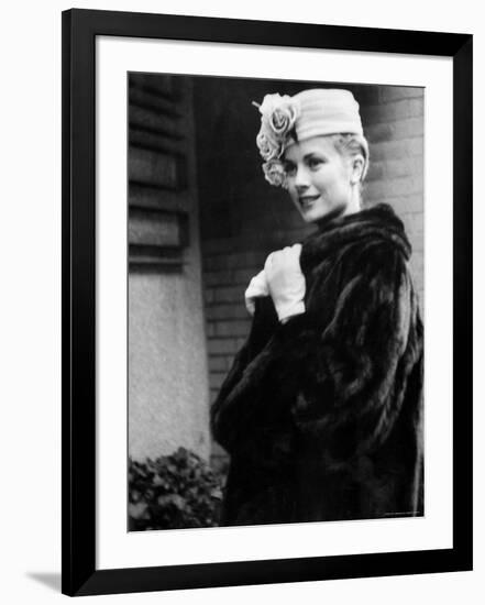 Actress Grace Kelly Posing Outside Her Apartment Building Before Leaving for Monaco-Lisa Larsen-Framed Premium Photographic Print