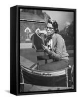 Actress Grace Kelly Studying Script for Her Role of Georgie in "The Country Girl" on movie set-Ed Clark-Framed Stretched Canvas