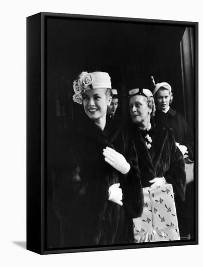 Actress Grace Kelly with Mother, Mrs. John D. Kelly and Sister Before Leaving for Wedding in Monaco-Lisa Larsen-Framed Stretched Canvas