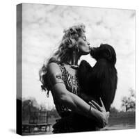 Actress Irish McCalla, Sheena Queen of the Jungle, Kissing Her Chimpanzee Co-star-Loomis Dean-Stretched Canvas